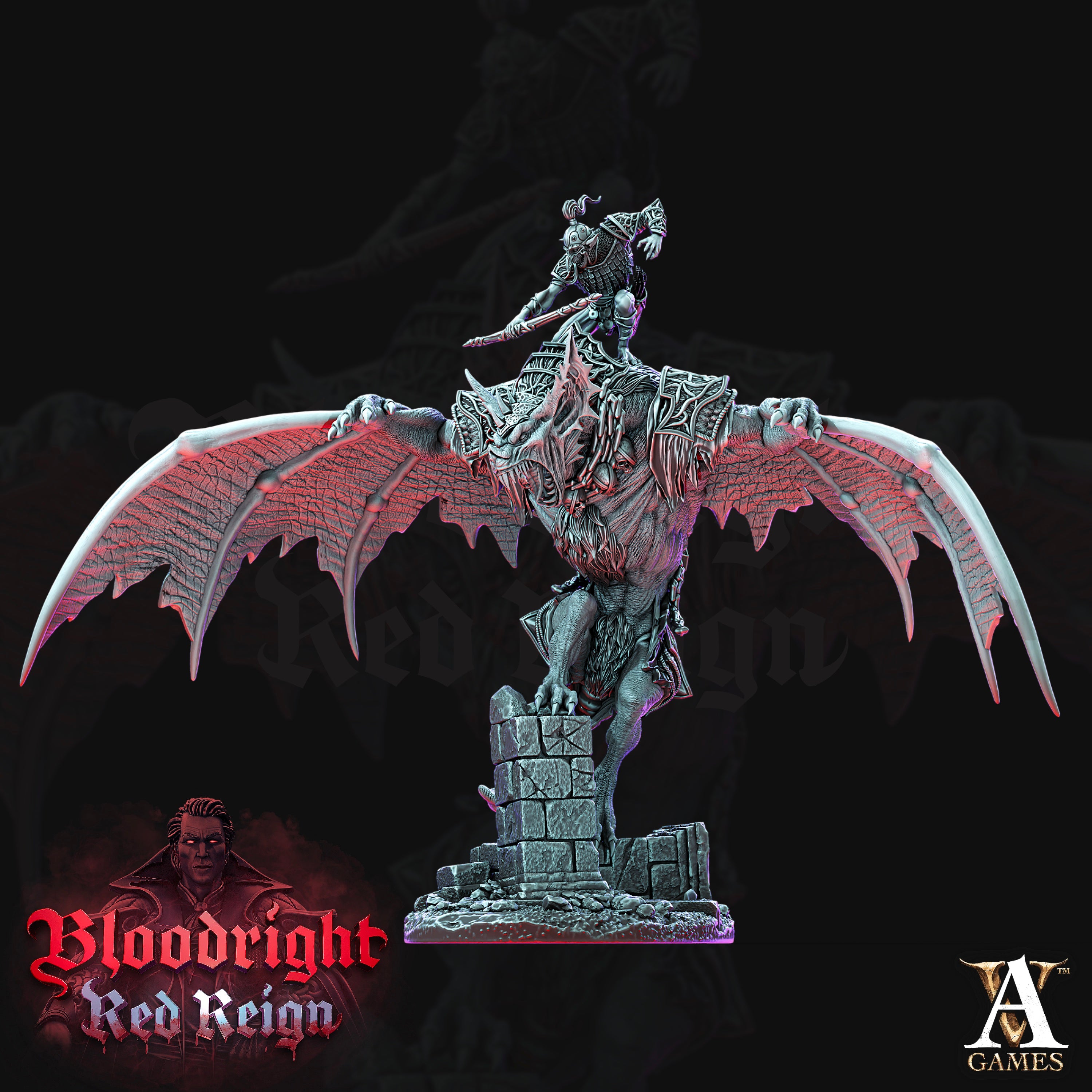 Dire Bat Riders Unit (4) - Bloodright Vampires Archvillain Games