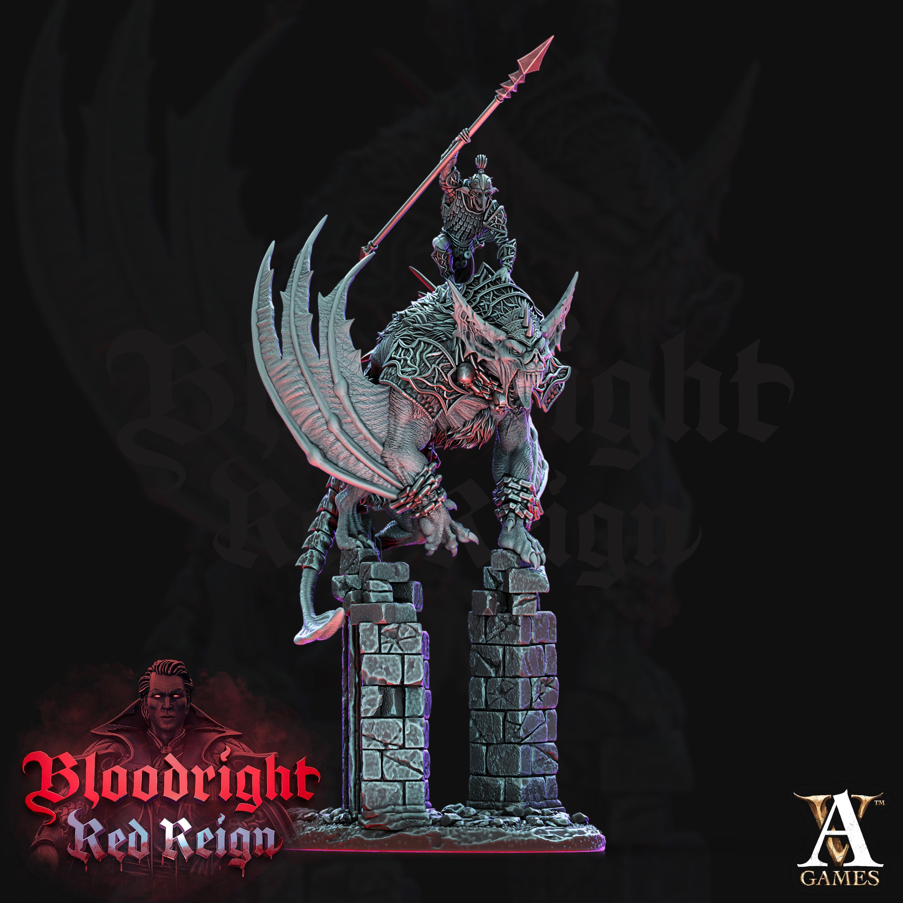 Dire Bat Riders Unit (4) - Bloodright Vampires Archvillain Games