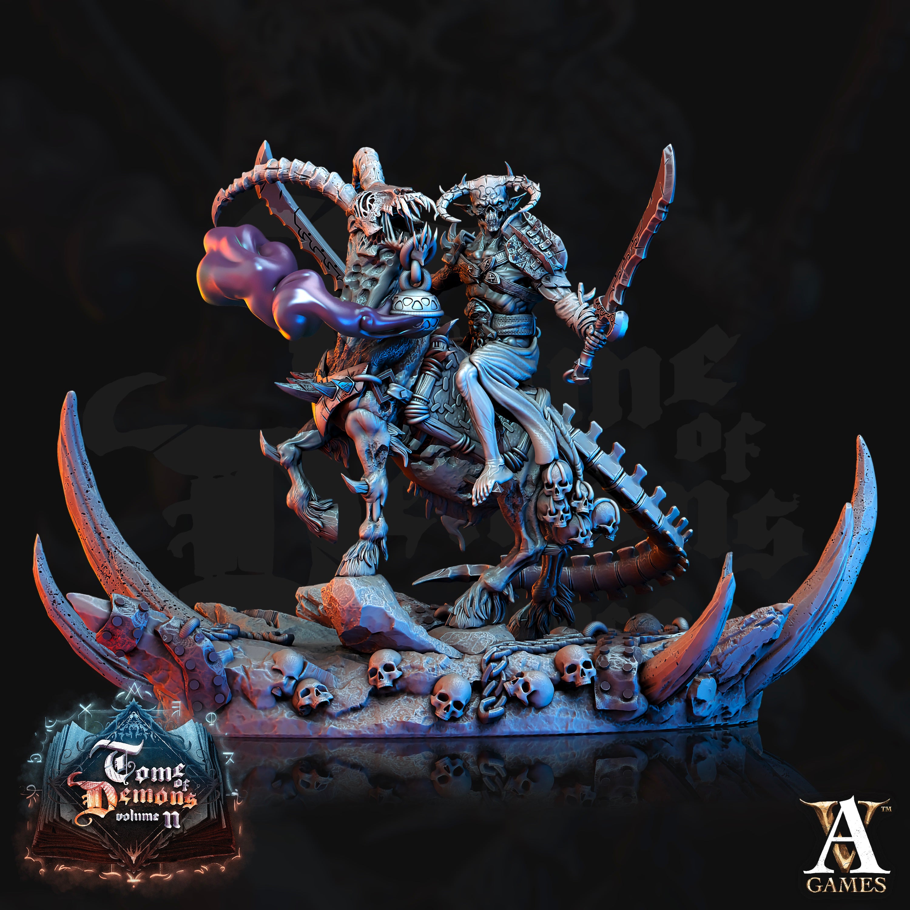 Bloodhorn Rider Unit (4) - Endbringer Demons Archvillain Games