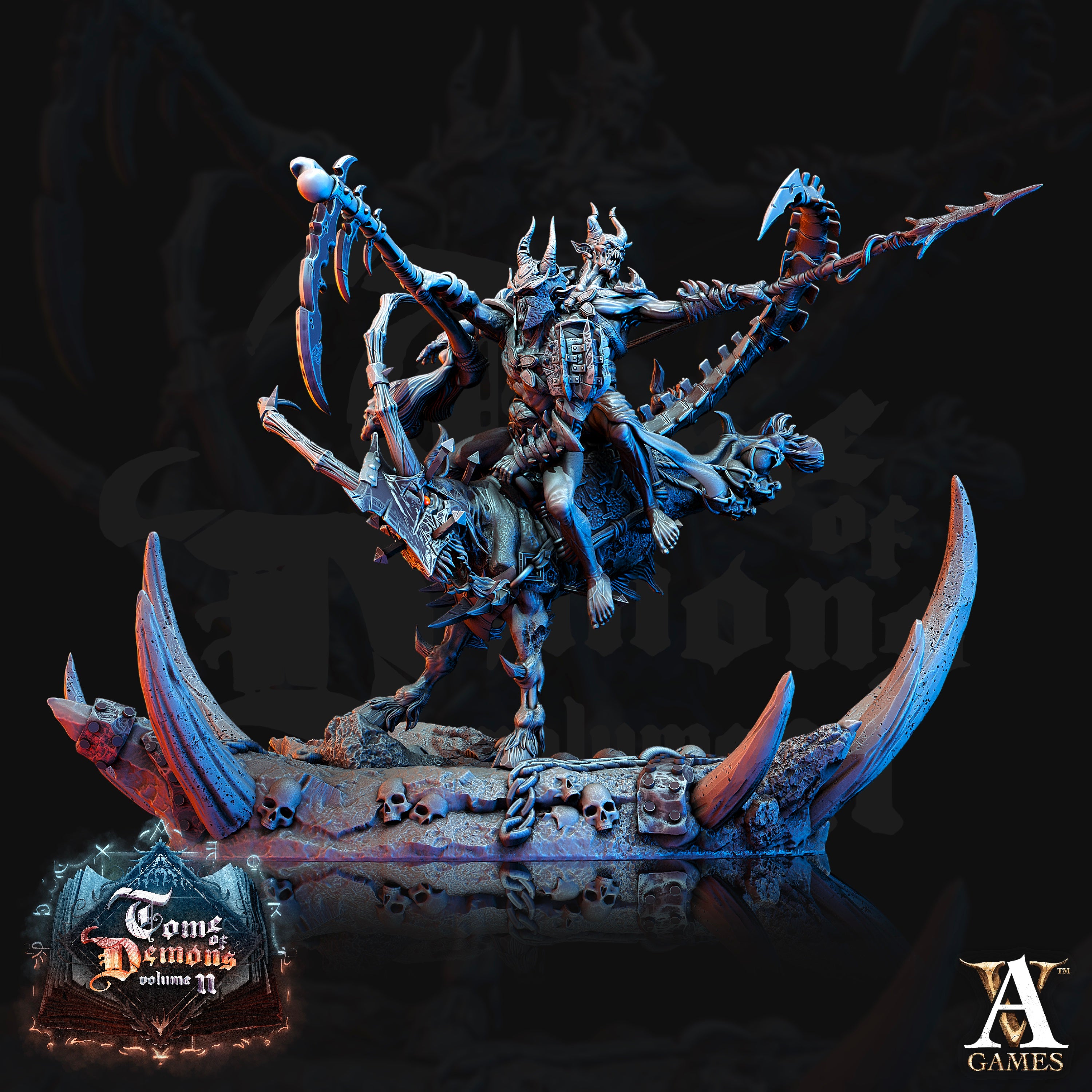 Bloodhorn Rider Unit (4) - Endbringer Demons Archvillain Games