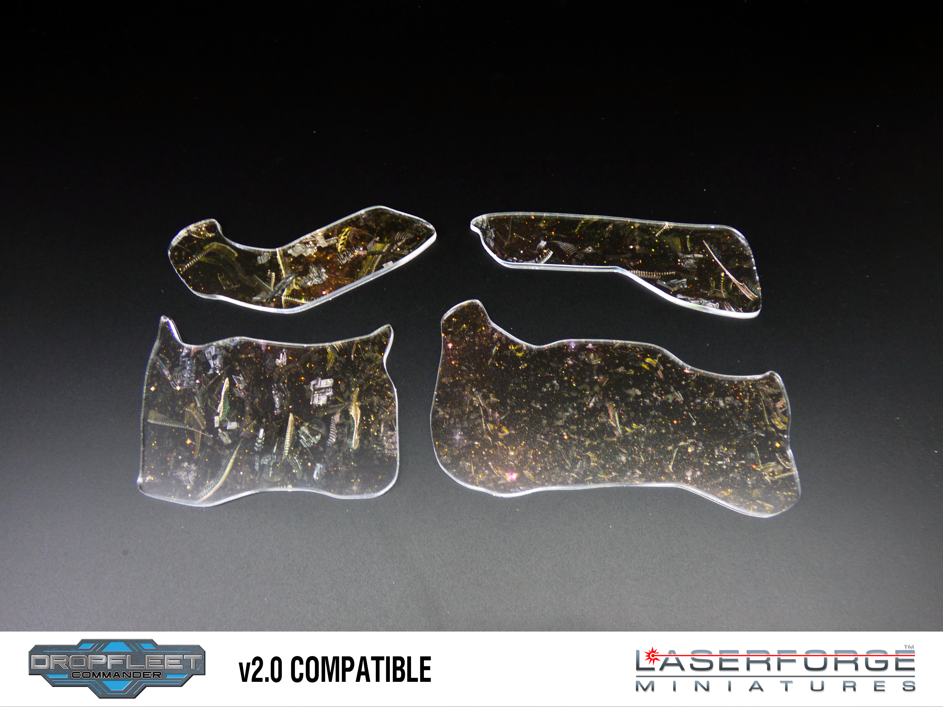 Dropfleet Commander - Debris Template Pack (Clear overlay) Laserforge Miniatures